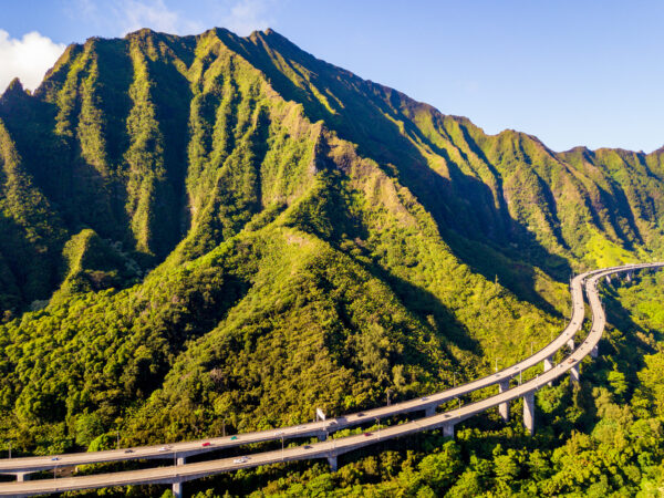 H3 Highway on Oahu, HI, near Kaneohe