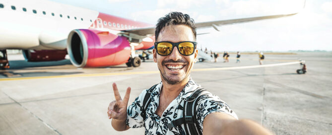 Young Man Boarding a Plane